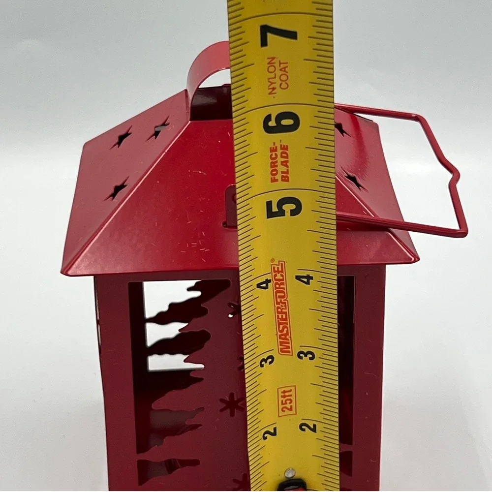 Newclassic Red Metal Candle Holder Lantern Christmas Tree Star Cutout Brand New